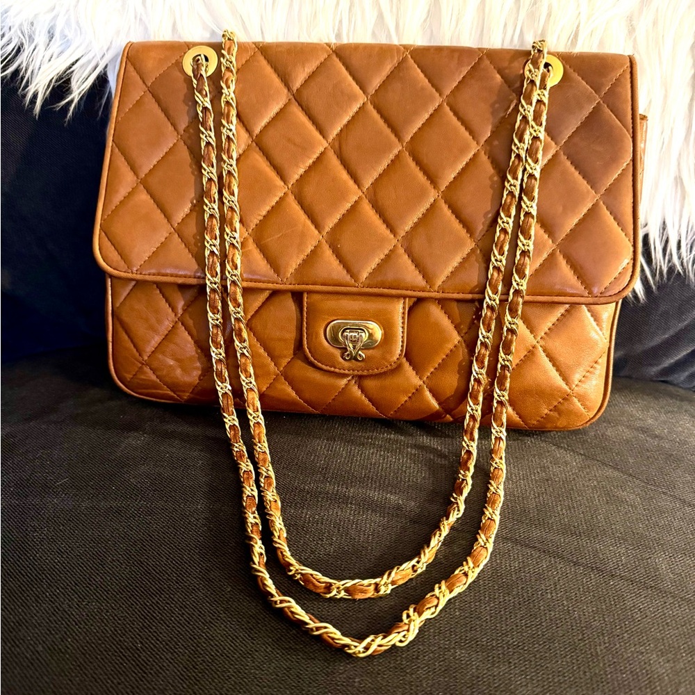 Quilted Flap Lambskin Chain Shoulder Bag